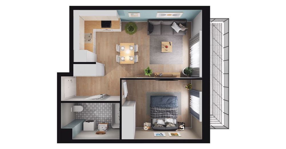 2-pokojowe mieszkanie 40m2 + balkon