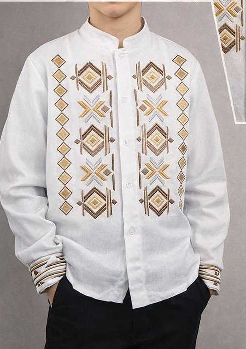 Дитяча вишиванка на хлопчика з льону українська сорочка для хлопчика