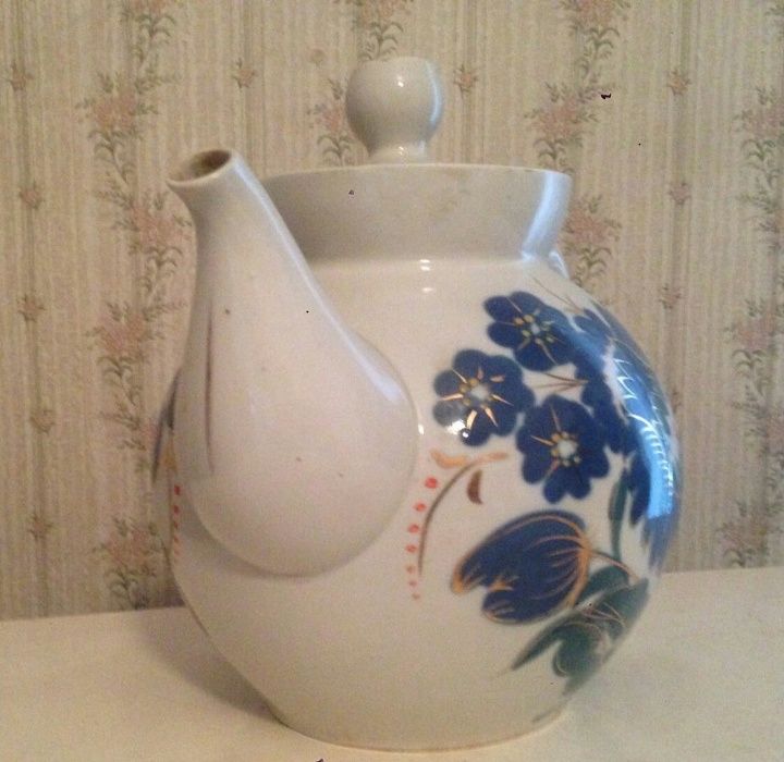 Большой заварник чайник Городница расписной фаянс ссср 1 с