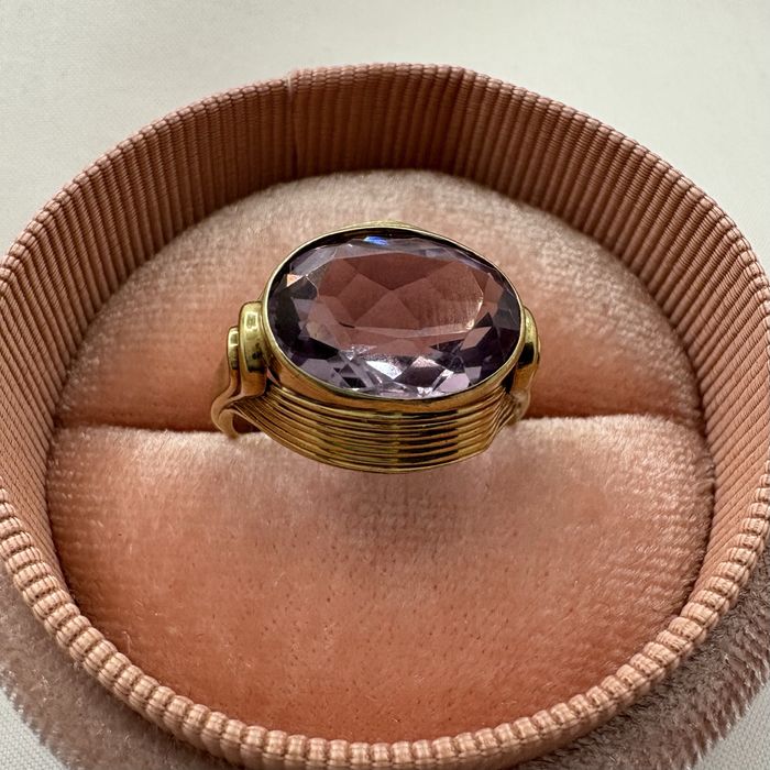 Retro New Look Pierścionek Złoto 14 k Ametyst R16 4,7 g