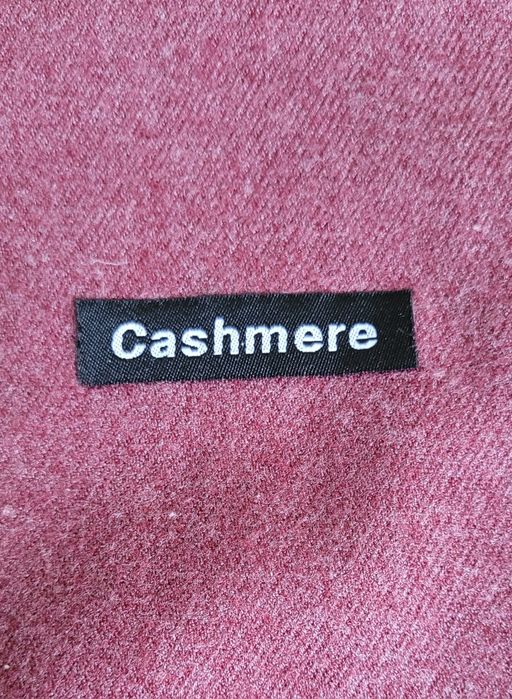 Шарф широкий палантин кашемировый цвет бордо марсала размер 190 х 66 с