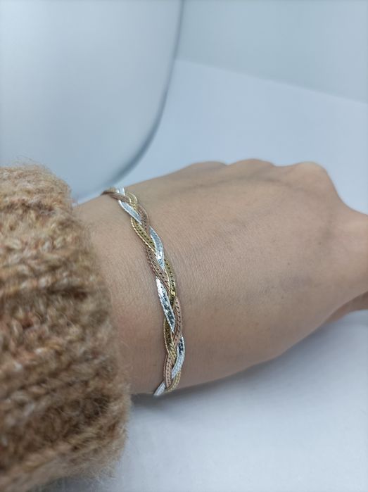 Srebrny pozłacany komplet biżuterii łańcuszek i bransoletka próba 925