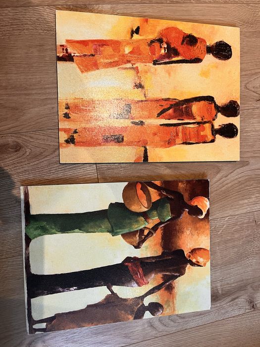 Dwa obrazki z afrykańskimi postaciami