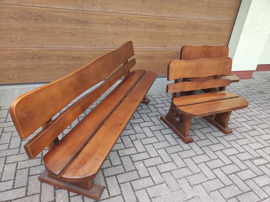 Meble na Taras  -  solidne   stół  220 cm ,    3 ławki