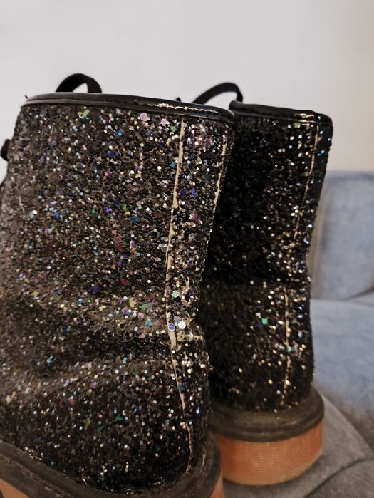 Brokatowe botki damskie oficerki/workery