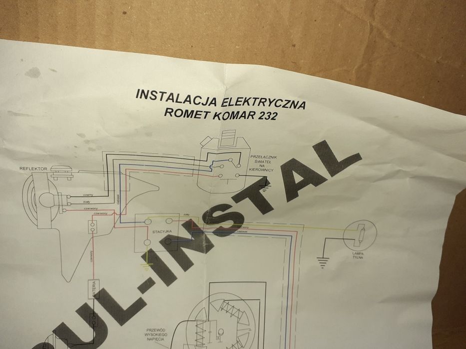 Nowa instalacja elektryczna Romet komar+ schemat montażu