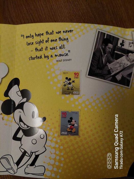 MICKEY 90 ANOS selos + fdc + bloco - Carteira ediçao especial CTT - 2018