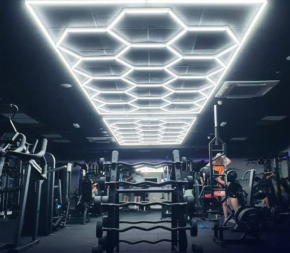 Iluminacao LED hexagonal favos de mel