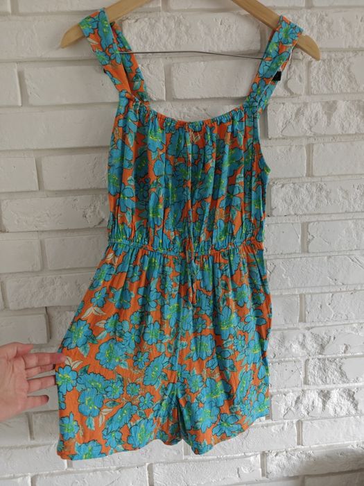 Kombinezon letni Vibrant color dopamine Viscoze summer flower print playsuite