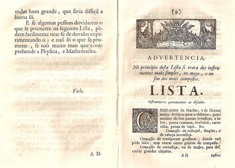RARÍSSIMO Folheto de 1745 sobre a Fabricação e Venda de Instrumentos Científicos em Lisboa