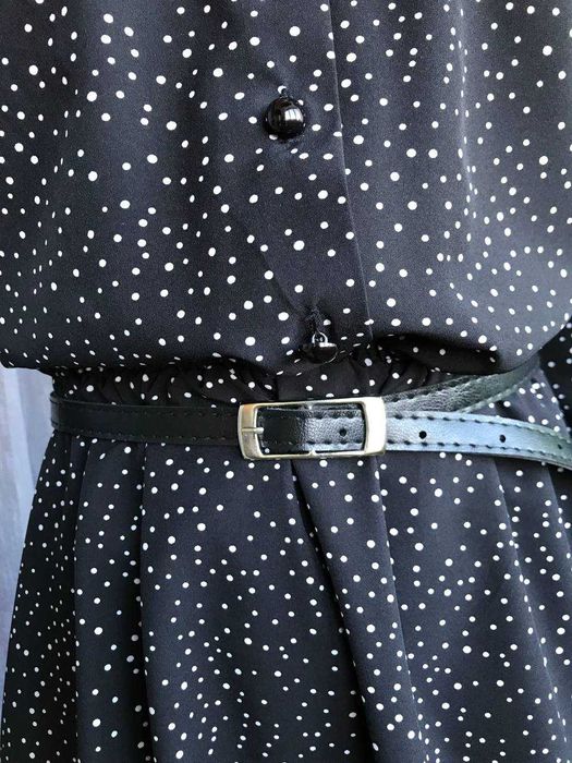 Платье черное в горошек белый