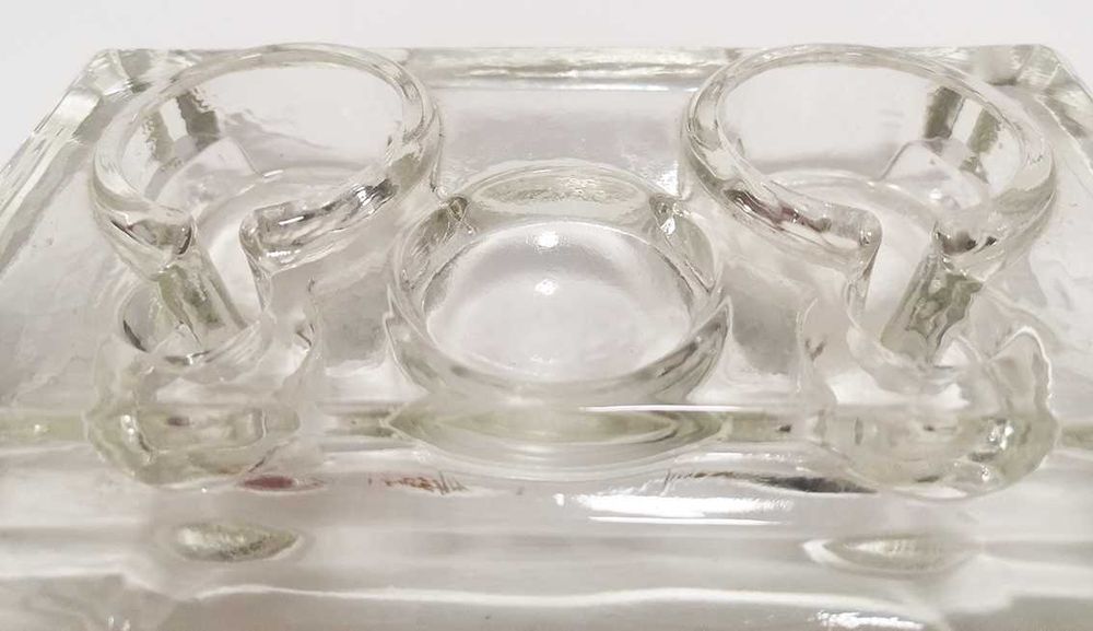 Base/Tinteiro em Vidro Vintage para Secretária
