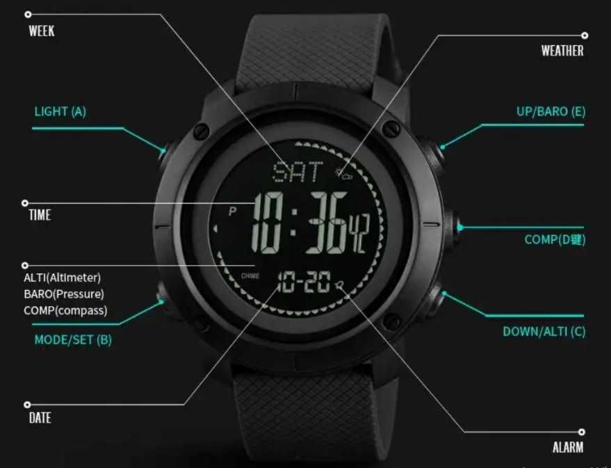 Zegarek męski SKMEI1426 elektroniczny metronom kompas bluetoot ttst496