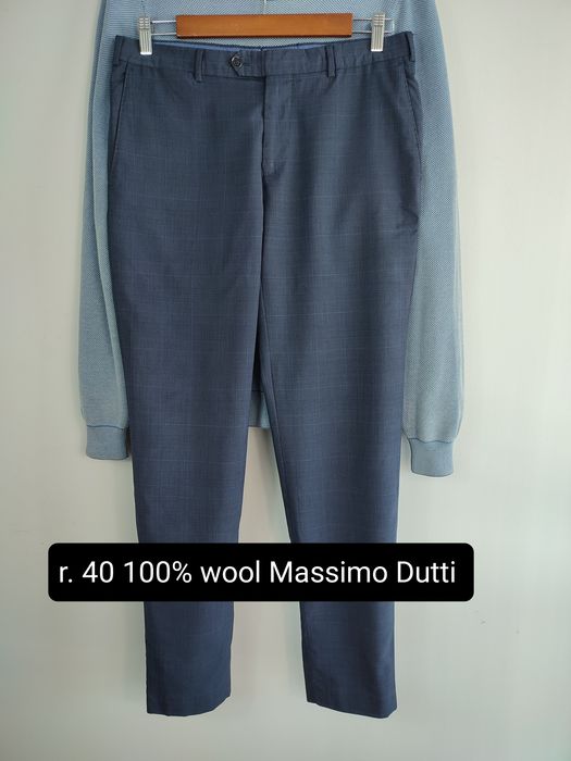 Massimo Dutti Spodnie Męskie Eleganckie W40 L32 Niebieskie W Subtelną