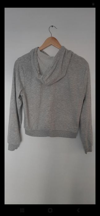 Szara siwa krótka bluza z kapturem oversized