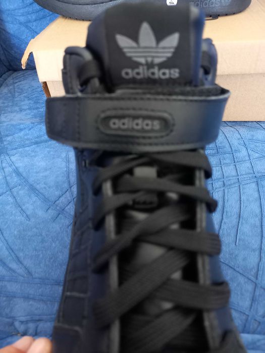 Кросівки чоловічі шкіряні чорні високі ADIDAS FORUM