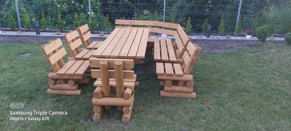narożnik  , meble ogrodowe z bali toczonych