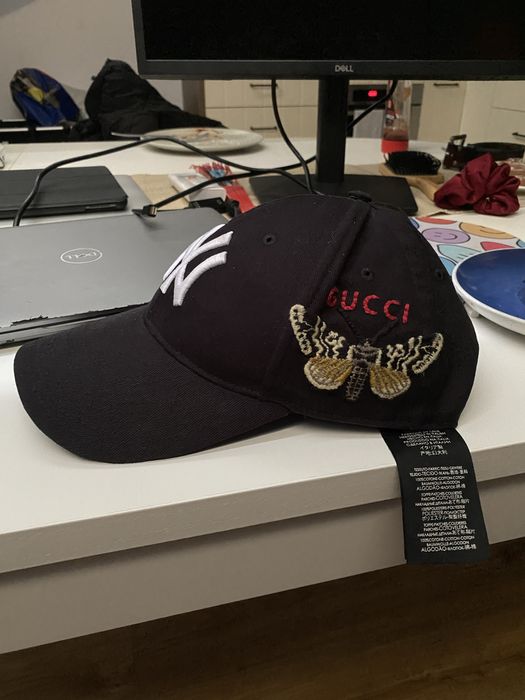 Gucci NY Yankees Embroidered Butterfly Baseball Cap