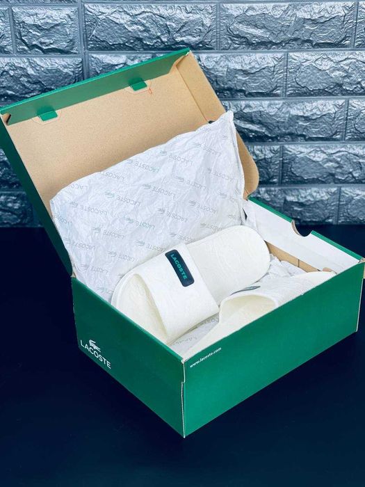 Шлёпай с удовольствием! Тапочки Lacoste мужские 40-46! Лакоста білі