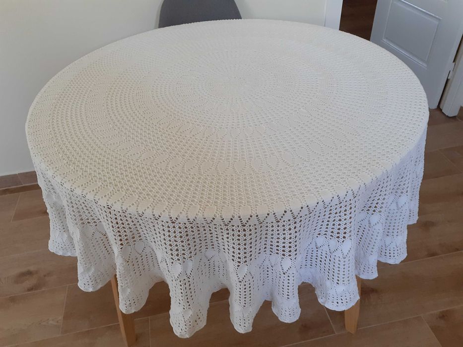 Toalha redonda grande crochet à mão