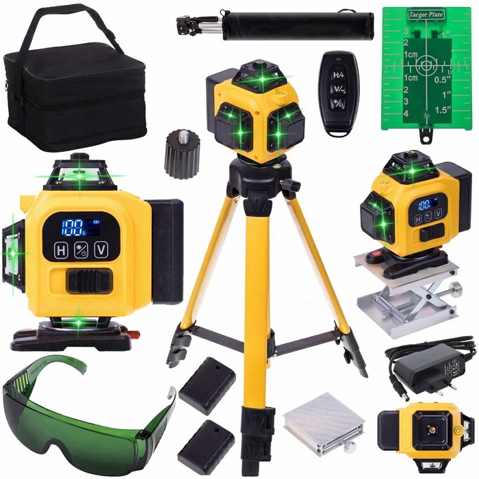 Poziomica laserowa 360 LINBOX ECO 3 Laser krzyżowy 4D ZESTAW