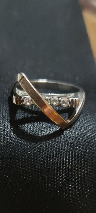 Серебряные кольца с золотой пластиной