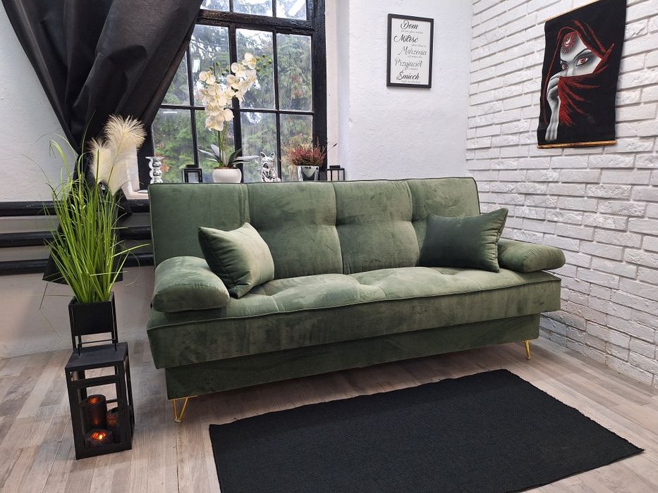 Kanapa wersalka  sofa rozkładana Sofia welur sprężyny