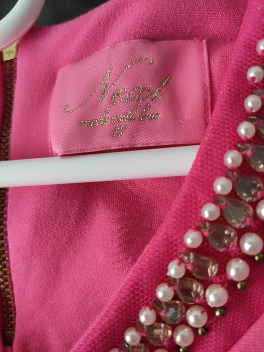Elegancka bluzeczka różowa koraliki S/M