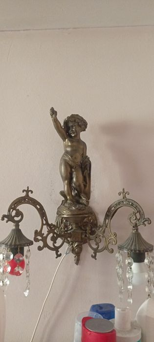 Бра латунне з кришталем, класика (путті)