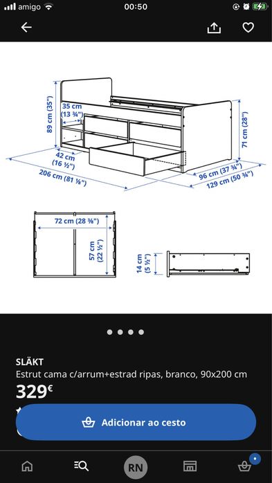 Cama SLAKT ikea com 4 gavetas
