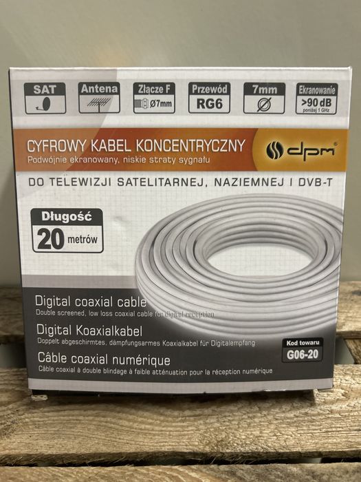 Cyfrowy kabel koncentryczny DPM 7 mm RG6 - 640 cm