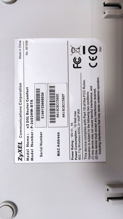 модем-маршрутизатор Zyxel O2 DSL Router Comfort + GVC SF-1156V/R21