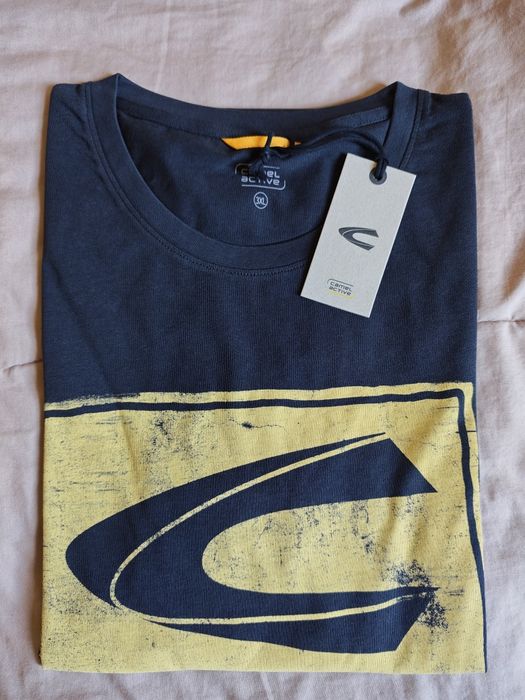 Camel Active czarny 88 t-shirt rozm 3XL jak 4XL żółty nadruk na piersi