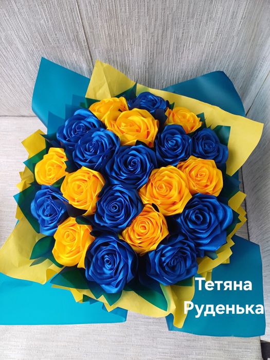 Букет з атласної стрічки Букет для Героя Композиція Зимова для воїна