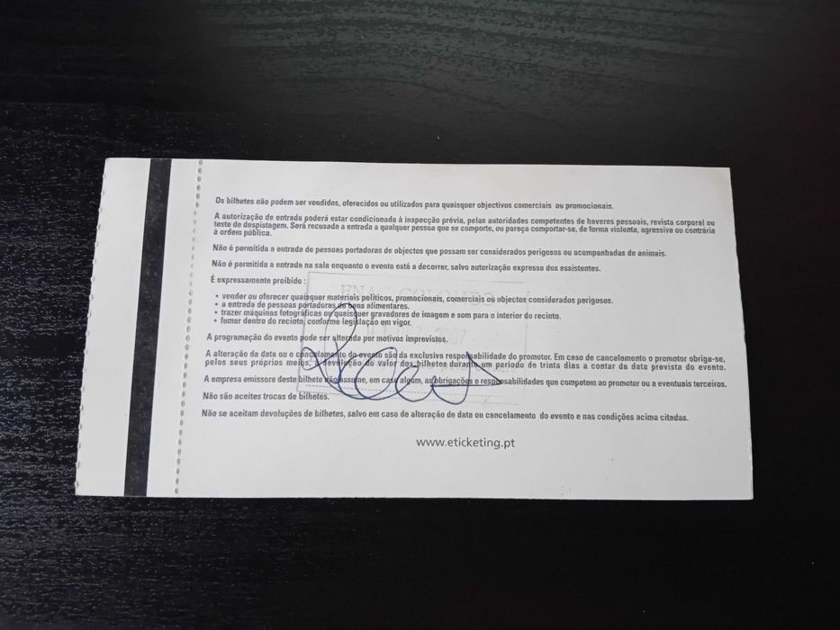 Bilhete antigo de concerto SCORPIONS para Colecionadores