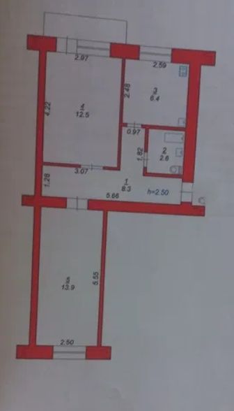 Продається двокімнатна квартира, центр міста