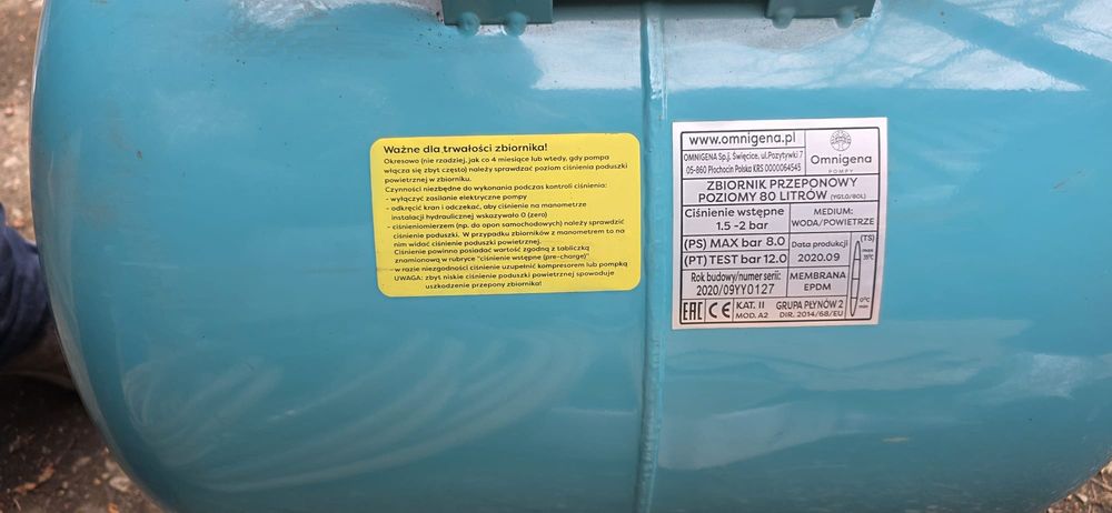 Zestaw hydroforowy Omnigena Zbiornik 80 L JET 100A Nieużywany