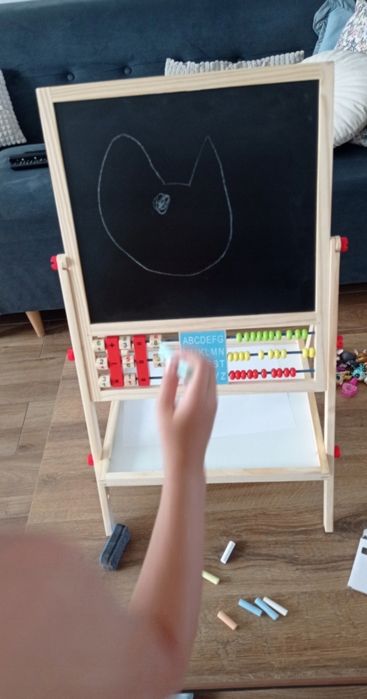 Dwustronna Tablica Edukacyjna Drewniana dla Dzieci 3w1