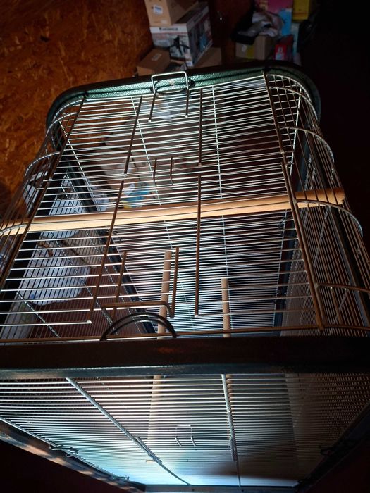 Вольєр на колесах з жердинами для великих птахів