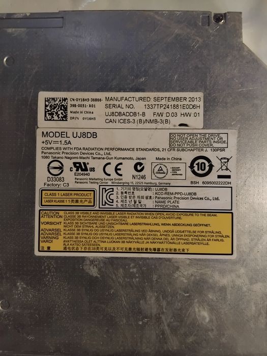 DVD-ROM nagrywarka DVD do laptopa UJ8DB