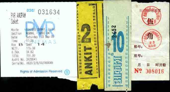 Bilety stare skasowane Indie Bollywood Chiny autobus