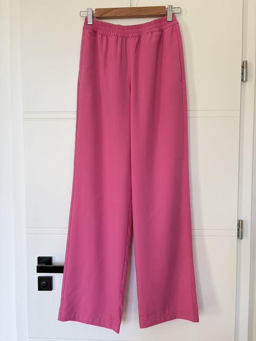 Różowe spodnie z szerokimi nogawkami wide leg JJXX XS/30 fuksja wysoki stan