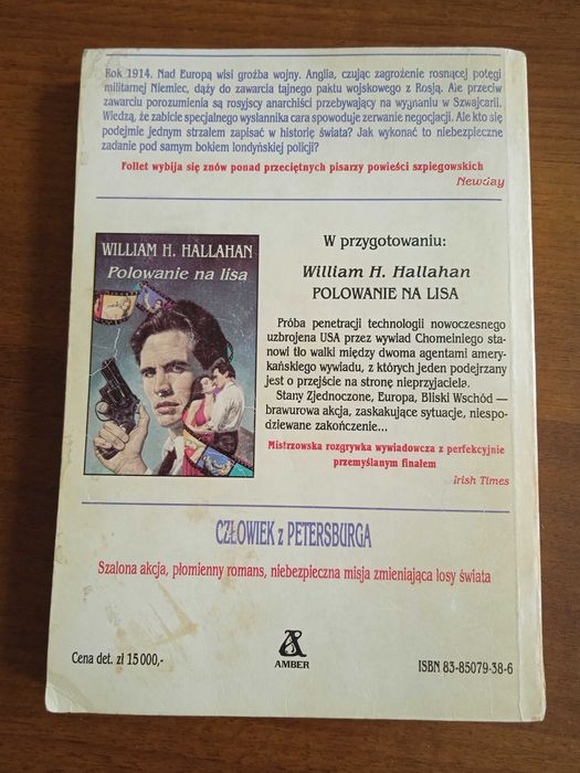 Człowiek z Petersburga, Ken Follet, powieść sensacyjna wydanie 1, 1991