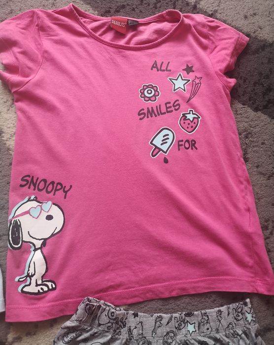 Piżamy letnie dziewczęce kraina lodu Elsa snoopy 134-140