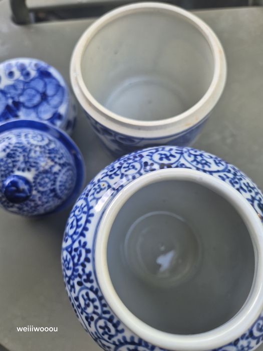 Lote 2 Boiões Azul e Branco com tampa
