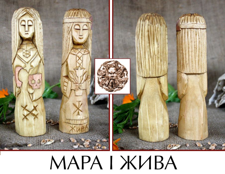 Слав'янські дерев'яні ідоли кумири Перун Сварог Мара Лада Велес