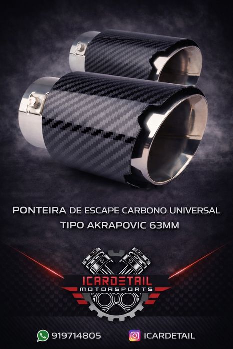 Ponteira de Escape Em Carbono Estilo Akrapovic - 63MM