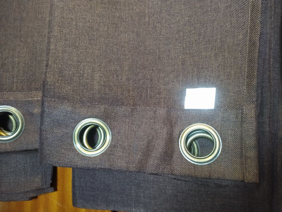 Conjunto de 3 Cortinados Castanho Escuro