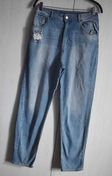 Spodnie jeansowe dżinsowe 40 L boyfriend mom dżinsy jeansy z wysokim stanem