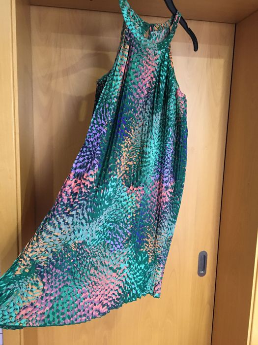 Vestido haltere plissado estampado